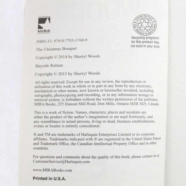 Lot of 2 Chesapeake Shores Series Sherryl Woods Moonlight Cove Christmas Bouquet