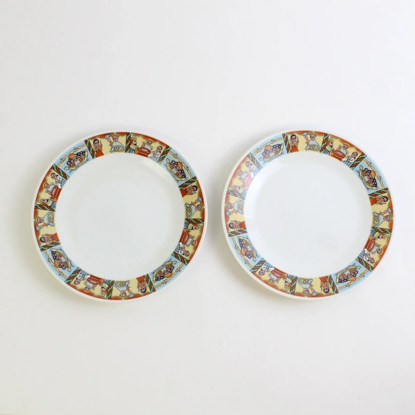 2 Gondar Angels of Ethiopia Porcelain Salad Plates 8.25" Decorative Dinnerware