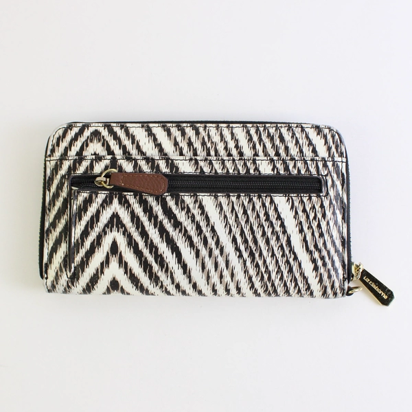 Liz Claiborne Clutch Wallet Faux Leather Brown/White/Black