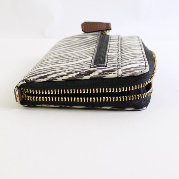 Liz Claiborne Clutch Wallet Faux Leather Brown/White/Black