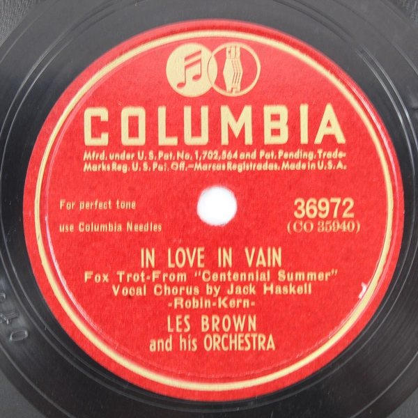 Les Brown In Love In Vain 78 RPM Vinyl Record - Good Blues Tonight - Rare!