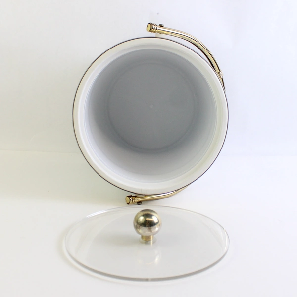 Vintage Shelton-Ware Ice Bucket Wine Cooler With Lid Silver Gold Look Plastic