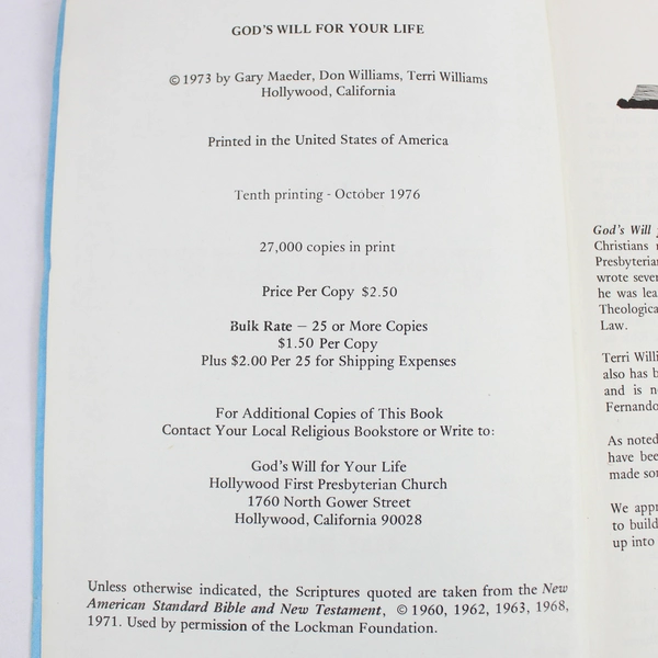 God's Will For Your Life by Gary Maeder 1976 Paperback