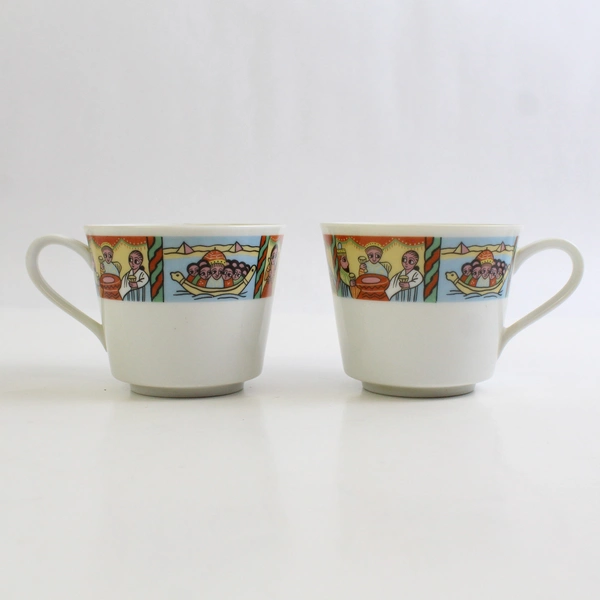 Lot of 2 Gondar Angels of Ethiopia Decorative Coffee Cups