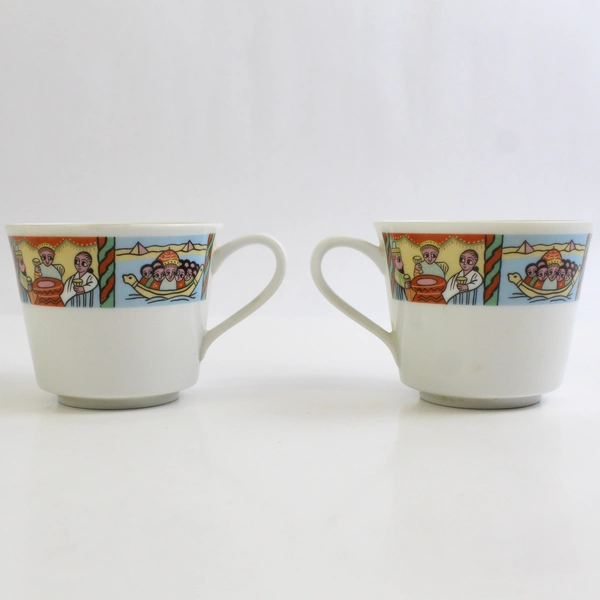 Lot of 2 Gondar Angels of Ethiopia Decorative Coffee Cups