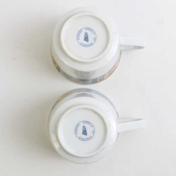 Lot of 2 Gondar Angels of Ethiopia Decorative Coffee Cups