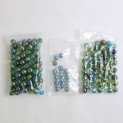 Lot Of 172 Glass Stones Pebbles Iridescent Sphere Marble Shaped