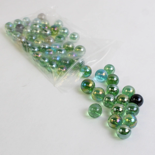 Lot Of 172 Glass Stones Pebbles Iridescent Sphere Marble Shaped