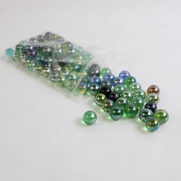 Lot Of 172 Glass Stones Pebbles Iridescent Sphere Marble Shaped