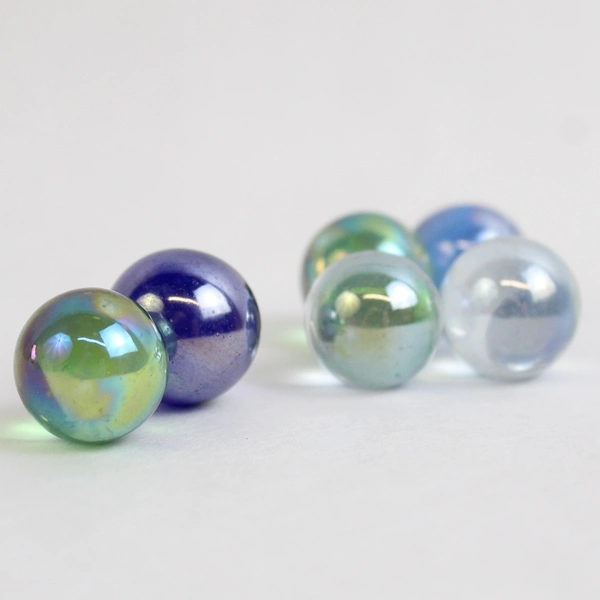 Lot Of 172 Glass Stones Pebbles Iridescent Sphere Marble Shaped