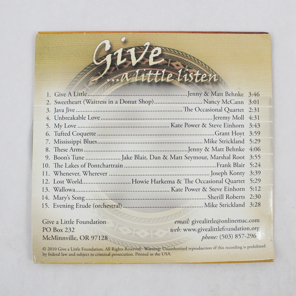 Give A Little Listen CD Album of Various Artists From Give A Little Foundation
