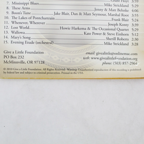 Give A Little Listen CD Album of Various Artists From Give A Little Foundation