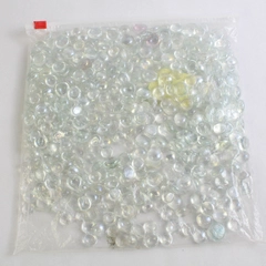 Lot Of 509 Matching Glass Stones Pebbles Iridescent Clear White Decor Crafts