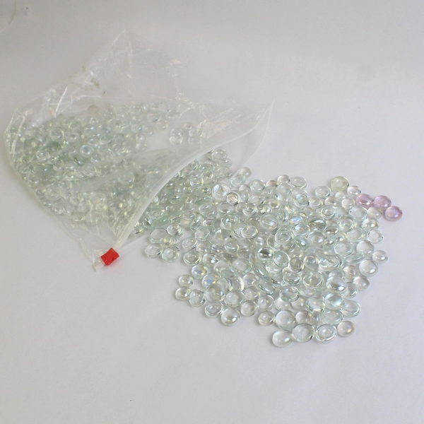 Lot Of 509 Matching Glass Stones Pebbles Iridescent Clear White Decor Crafts
