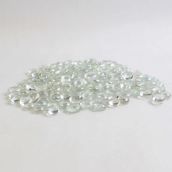 Lot Of 509 Matching Glass Stones Pebbles Iridescent Clear White Decor Crafts