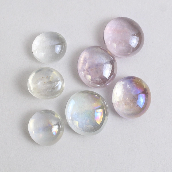 Lot Of 509 Matching Glass Stones Pebbles Iridescent Clear White Decor Crafts