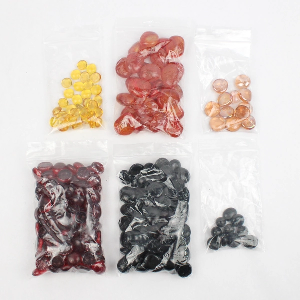 Lot Of 292 Glass Stones Pebbles Red Orange Yellow Assorted Shapes Sizes