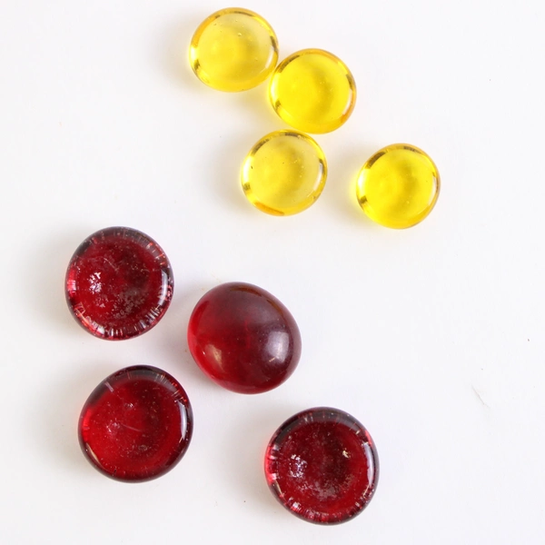 Lot Of 292 Glass Stones Pebbles Red Orange Yellow Assorted Shapes Sizes