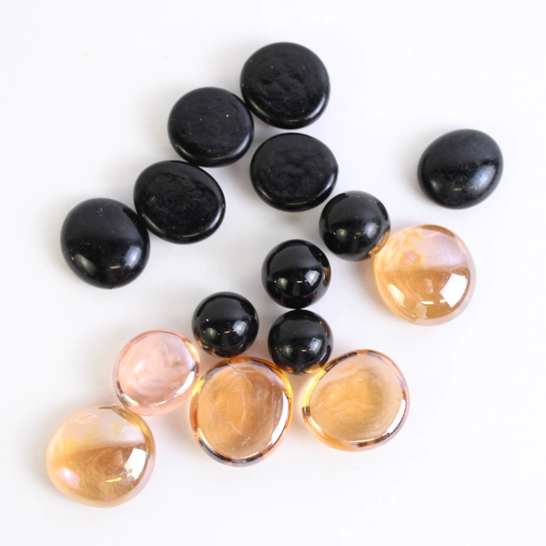 Lot Of 292 Glass Stones Pebbles Red Orange Yellow Assorted Shapes Sizes