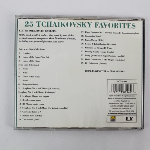 Tchaikovsky 25 Favorites CD 1996 Nutcracker Swan Lake Classical Music Pre-Owned
