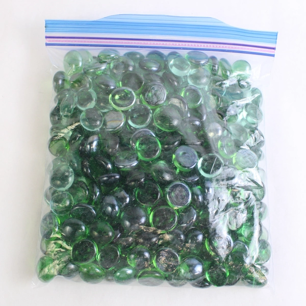 Lot Of 260 Matching Glass Stones Pebbles Iridescent Green