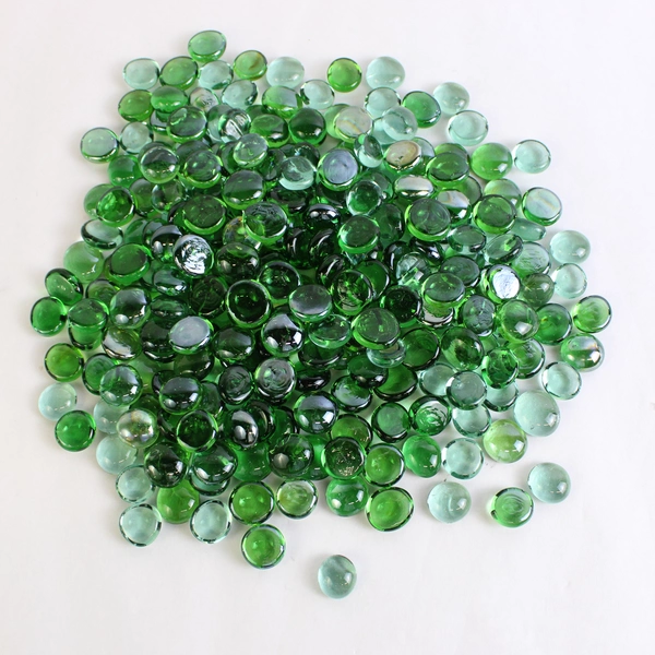 Lot Of 260 Matching Glass Stones Pebbles Iridescent Green