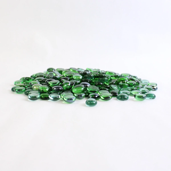 Lot Of 260 Matching Glass Stones Pebbles Iridescent Green