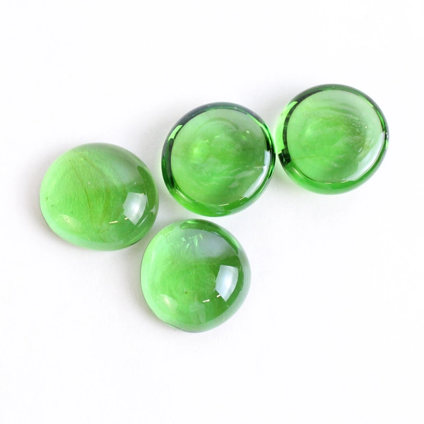 Lot Of 260 Matching Glass Stones Pebbles Iridescent Green