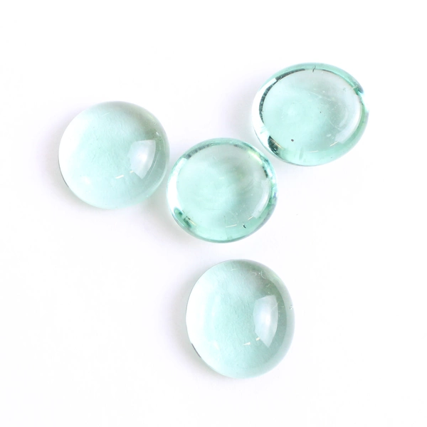 Lot Of 260 Matching Glass Stones Pebbles Iridescent Green