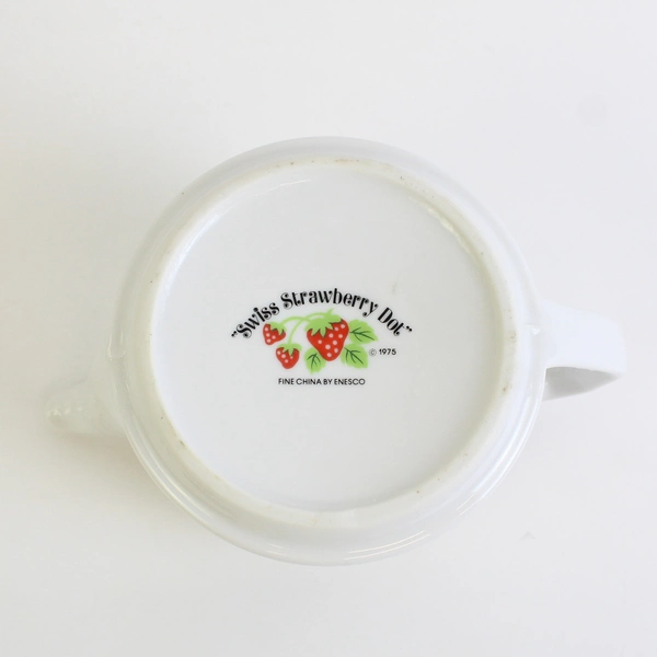 Vintage 1975 Enesco Swiss Strawberry Dot China Teapot  