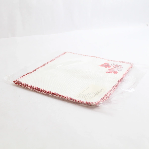 Set Of 4 Home-Woven 100% Cotton Ukrainian Napkins Cross-stitch Grapevine Accents