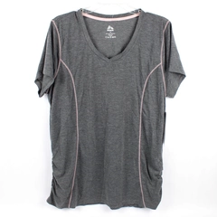 RBX Women's 1X Gray Pink Stripe Athletic Short Sleeve T-Shirt New with Tags