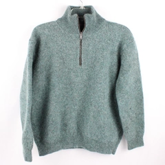 Doogan Donegal Luxury Knitwear 1933 Women's Small Green Wool Half Zip Sweater