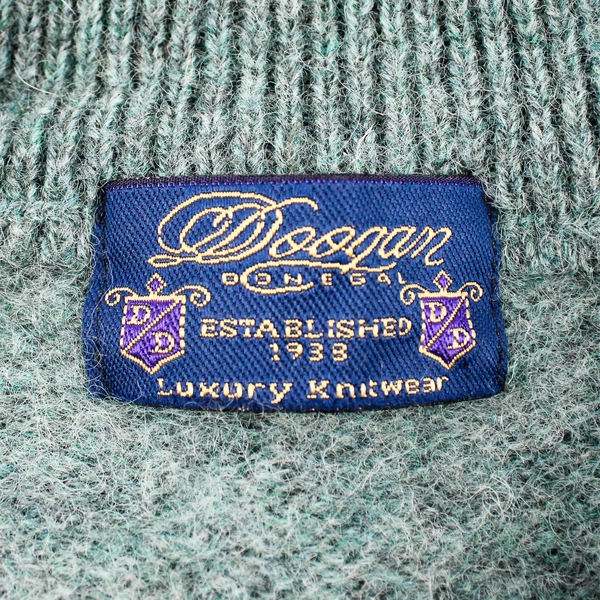 Doogan Donegal Luxury Knitwear 1933 Women's Small Green Wool Half Zip Sweater