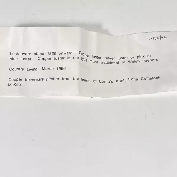 Vintage Copper Lustreware Creamer Pitcher Painted Floral Design