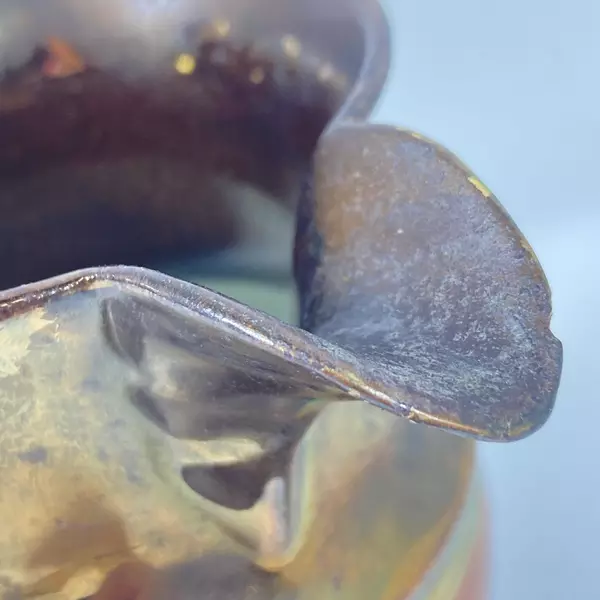 Vintage Copper Lustreware Creamer Pitcher Painted Floral Design