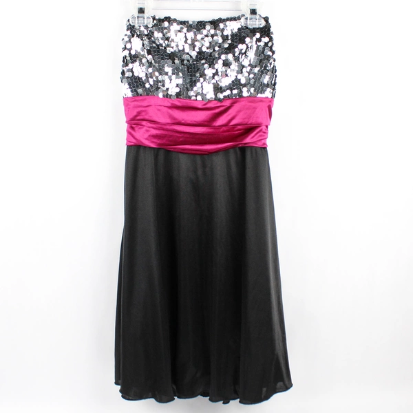 Speechless Strapless Short Dress Junior Size 13 Black Maroon Silver