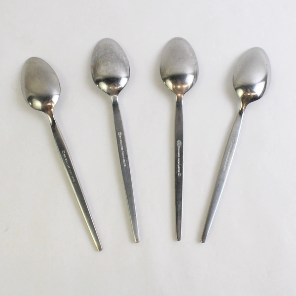 Set of 4 Stanley Roberts Astro Stainless Steel Oval Teaspoons 7" Flatware
