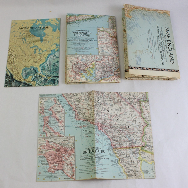 Lot of 12 Vintage National Geographic Maps 1955-1986 Collectible Maps