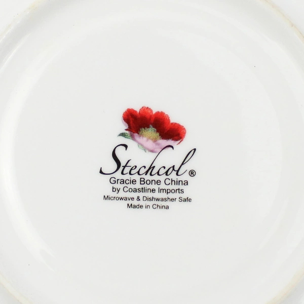 Gracie Bone China Poppy Day Tea Cup & Saucer with Heart Shaped Infuser