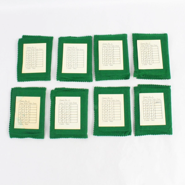 Lot of 8 Handmade Green Felt Score Pads With Poodle Illustrations