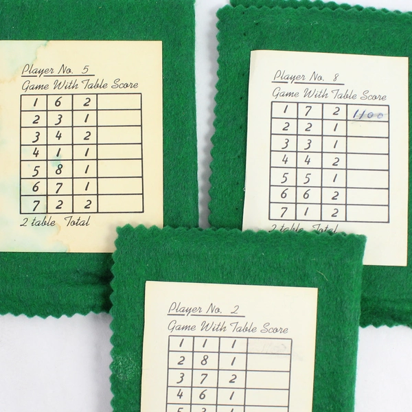Lot of 8 Handmade Green Felt Score Pads With Poodle Illustrations