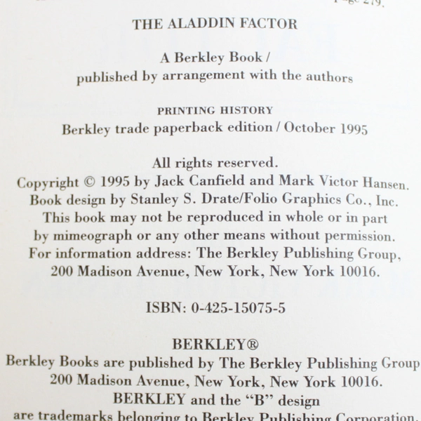 The Aladdin Factor by Jack Canfield & Mark Victor Hansen 1995 Berkley Books PB