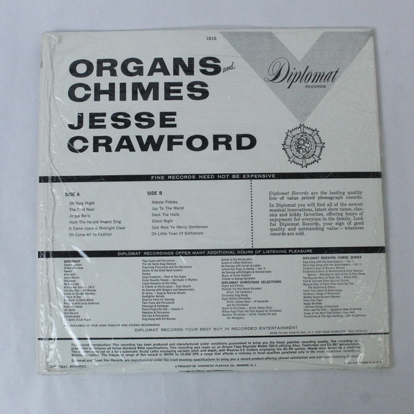 Jesse Crawford Organ And Chimes Christmas 12in Vinyl LP Diplomat Records 1962