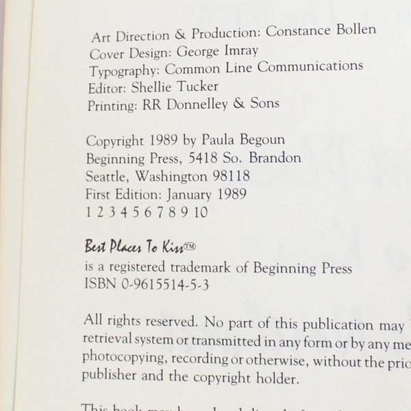 Best Places to Kiss in the Northwest by Paula Begoun 1989 Beginning Press HC