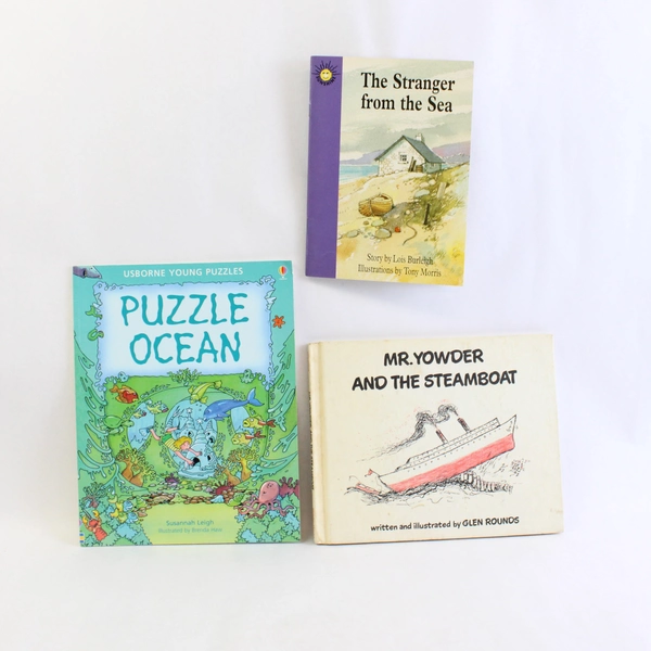 Lot Of 3 Kids Bks: Puzzle Ocean, Mr. Yowder & The Steamboat, Stranger By The Sea
