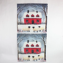 Set of 2 Winter Sheep Soft Square Pillow Shams 17" x 17" Zip Closure