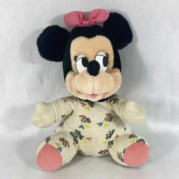 Vtg 1984 Applause Disney Baby Minnie Mouse Plush With Cloth Pajamas 10.5 Inch
