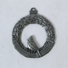 Birds And Blooms Magazine 2006 Silver Toned Christmas Ornament Cardinal Wreath