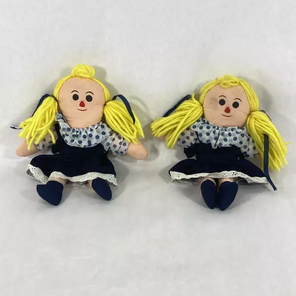 Lot of 2 1981 Etone Cloth Dolls With Yarn Hair